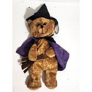 Cuddly Cousins Greenbrier Teddy Bear Witch Broom Hat Cape Halloween Plush 13"